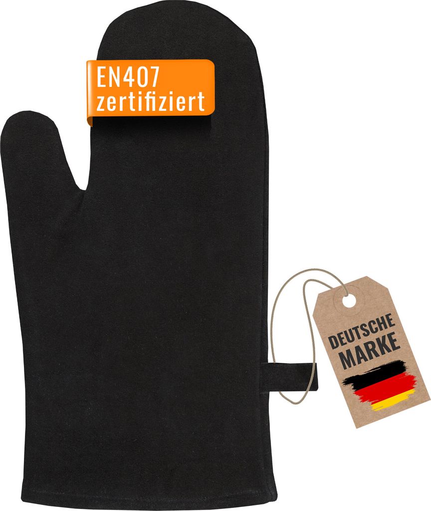 achilles Kaminhandschuh, Entspricht Norm EN407, Mit Thermoisolierung, Ofenhandschuh aus Leder, Schutzhandschuh feuerfest, Grillhandschuh, hitzebest...