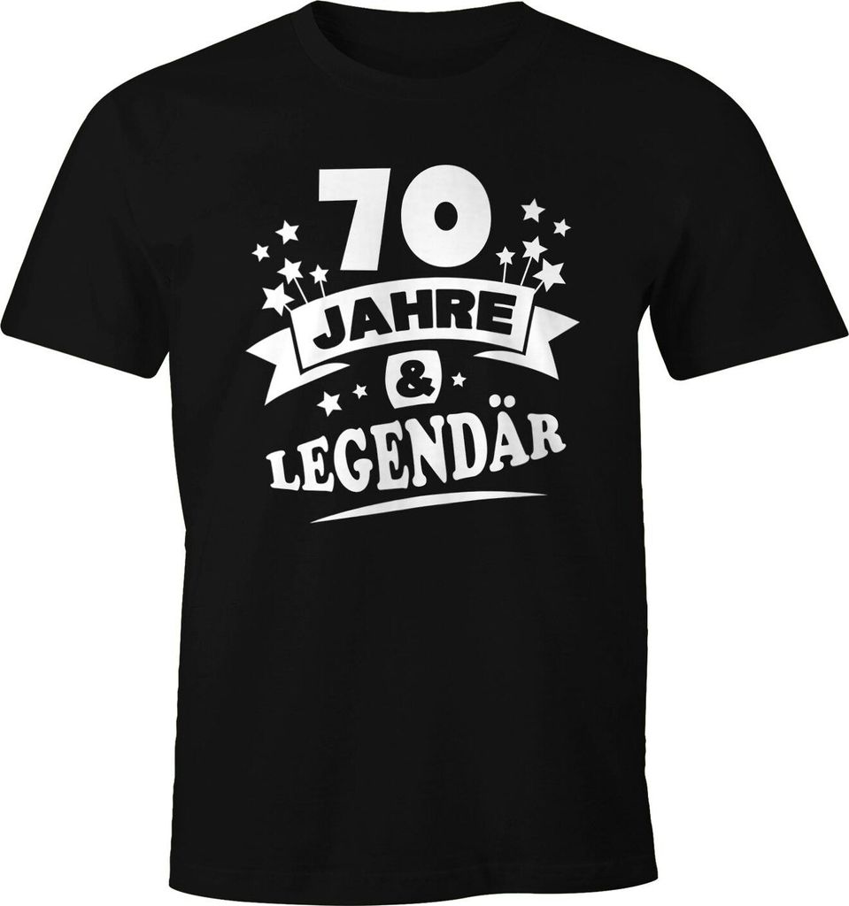 Herren T-Shirt Geburtstag 70 Jahre und Legendär Geschenk für Männer Fun Shirt MoonWorks schwarz M