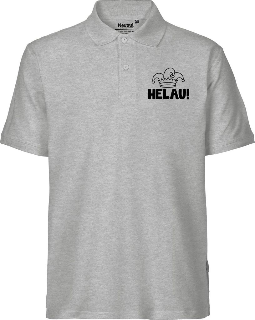Huuraa Herren Polo Shirt Helau Narrenkappe S Sport Grey Bio Baumwolle Fairtrade Poloshirt Geschenkidee