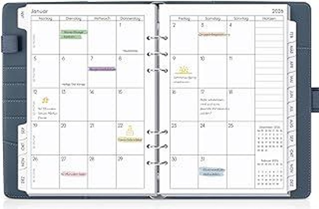 SKYDUE Kalender Ringbuch A5 Nachfüllbar,Ringbuch A5 Nachfüllbar, Planer 2026, Terminplaner 2026 Perfekt Für Schüler Und Berufstätige(Dunkelblau)
