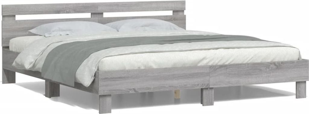 Cloris DesignMöbel Bettgestell mit Kopfteil und LED-Beleuchtung Grau Sonoma , Klassische Betten 2024 Neu