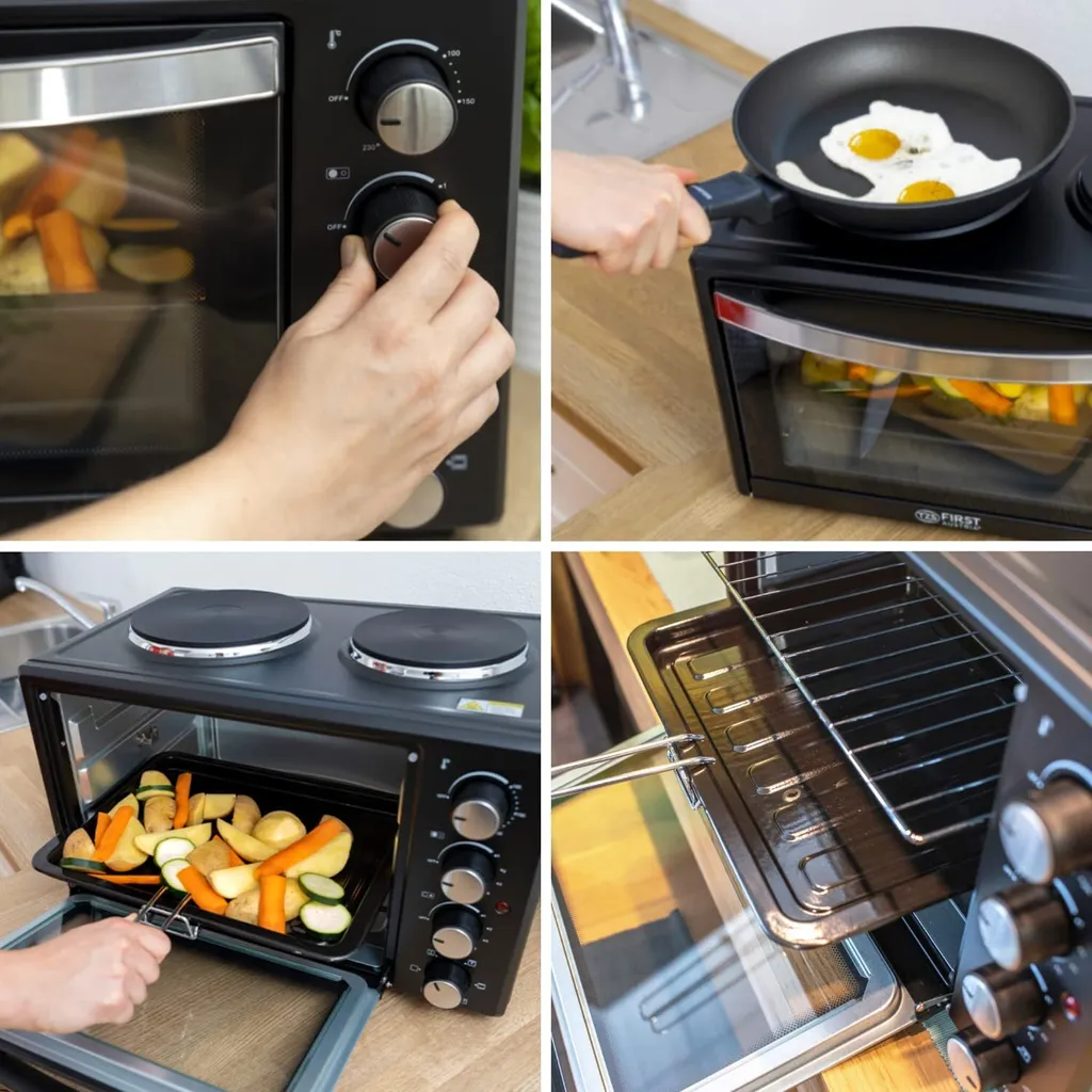 Mini-four avec plaques de cuisson pour rôtir et mijoter en simultané - 9