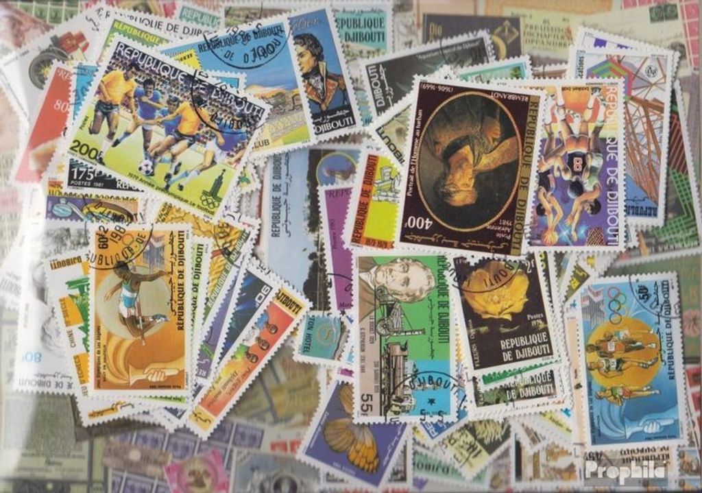 Briefmarken Dschibuti 200 verschiedene Marken