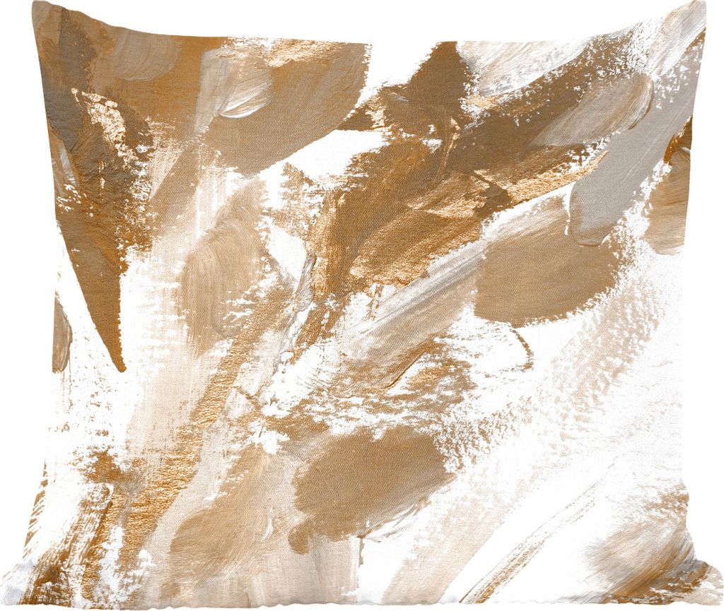 MuchoWow Zierkissen Sofakissen Wohnzimmer Dekokissen 50x50 cm Farbe - Gold - Weiß - Komfort - Sofakissen
