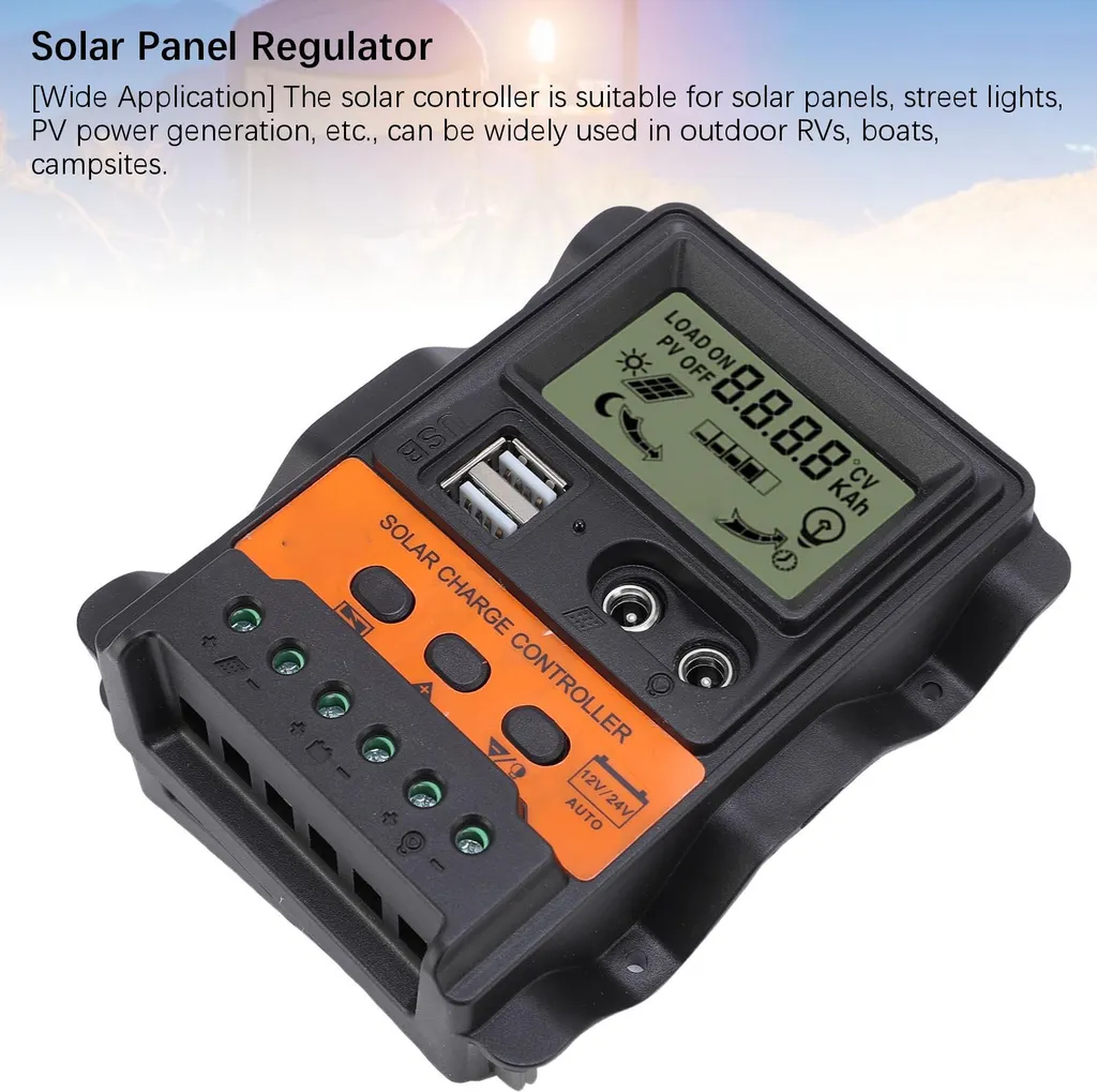 Controller Solare 30A LCD Intelligente 12/24V Doppia USB per Esterni - 5