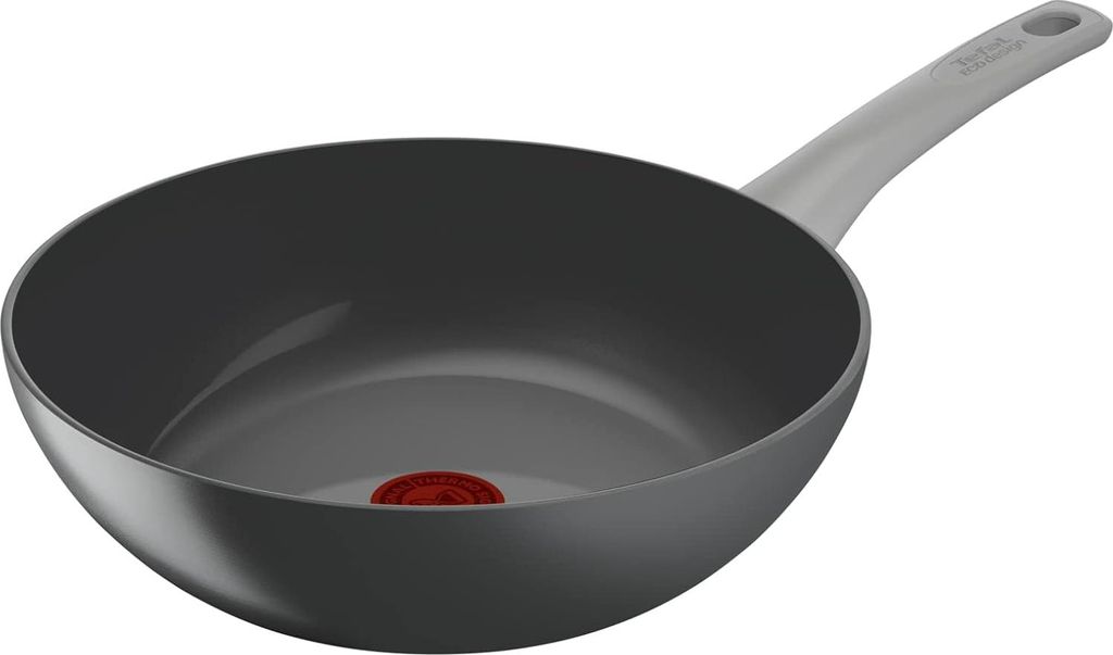 Renew keramische Wokpfanne - 28 cm - Eco-gestaltet - Recyceltes Aluminium - Thermo-Signal - PFAS-frei - Induktionsgeeignet - Grau