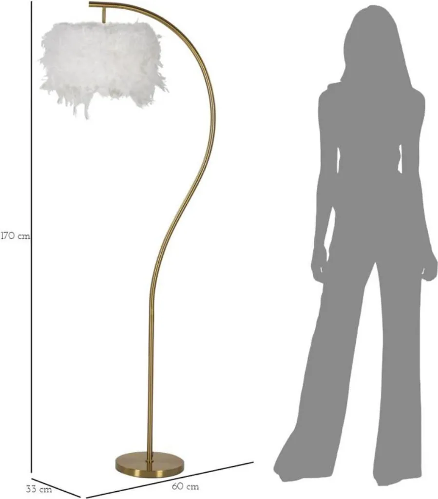 Lampadaire Design 170cm Blanc et Métal - Éclairage d'Ambiance Structurel