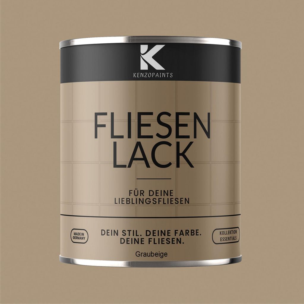 Kenzopaints 750ml Fliesenlack Fliesenfarbe - Graubeige (RAL 1019)