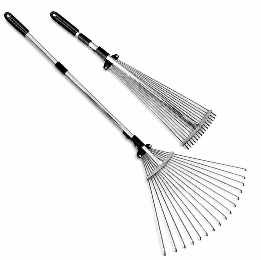 Metallener Gartenrechen, fächerförmig, für Laub und Gras, Produktbild 