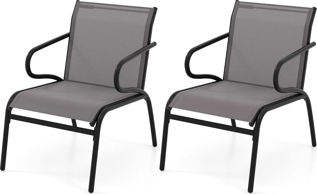 Chaises de Balcon Confortables Lot de 2 avec Structure en Métal Grise