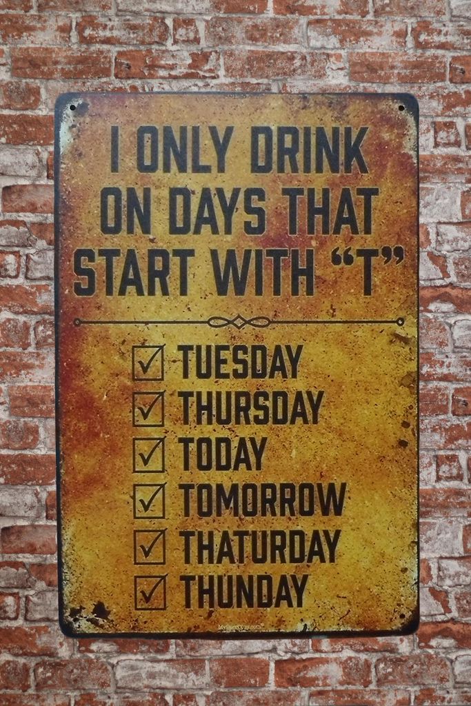 Ich trinke nur blechschild - metallschild - vintage blechschild - Metall poster - Retro blechschild