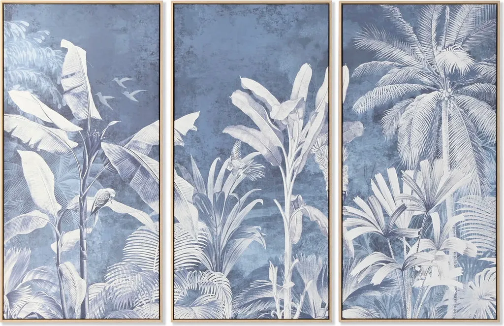 Décoration Murale Triptyque Palmiers Bleus 180x120 cm Home ESPRIT 3 pièces