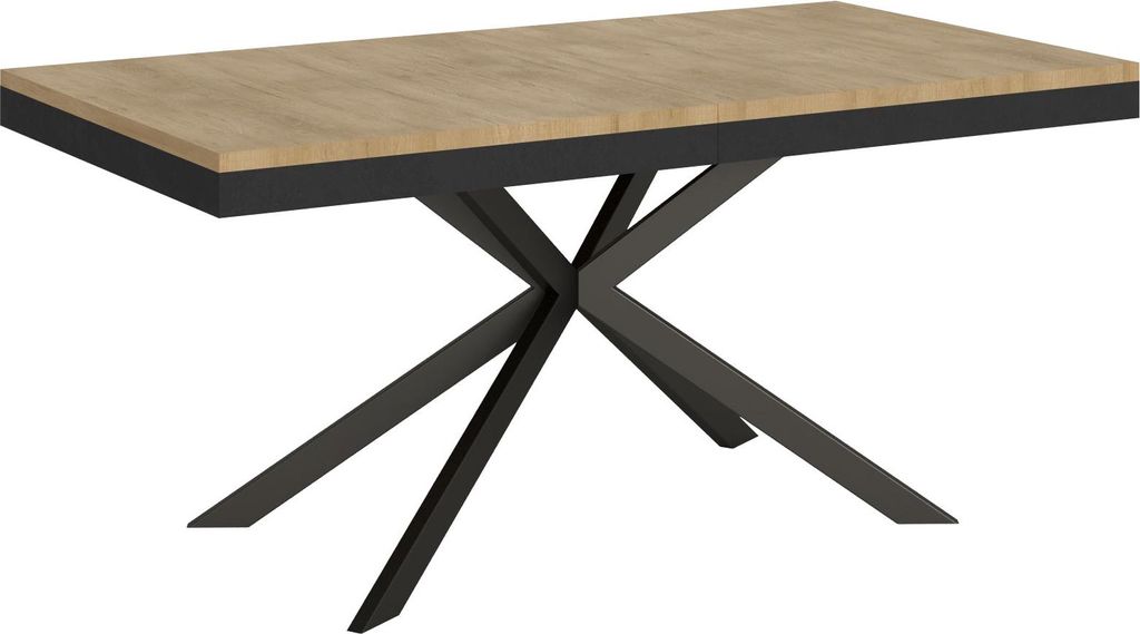 ITYHOME - Ausziehtisch 180/440x90 cm Plaker Evolution Eiche Natur Gestell und Füße Anthrazit