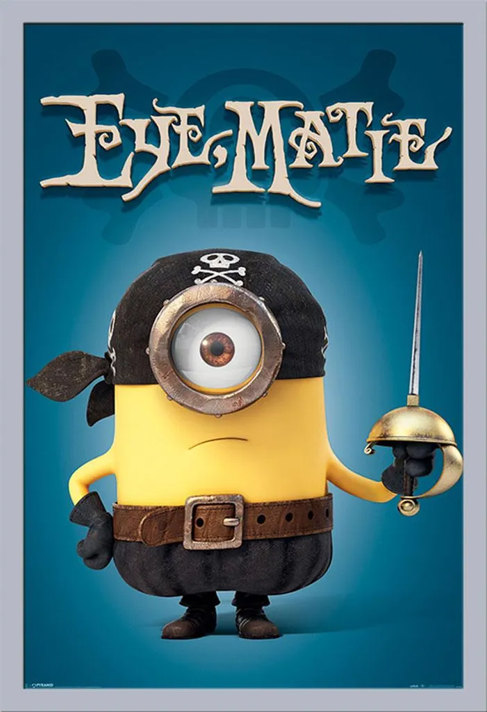 Poster Minions Eye Matie + Cornice Shinsuke Maxi MDF Argento | Offerta