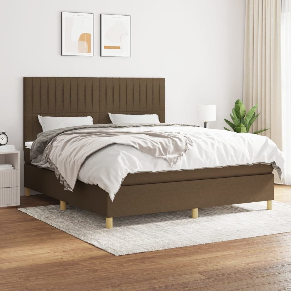 Design Möbel Boxspringbett mit Matratze Dunkelbraun 160x200 cm Stoff - 2024 Neu