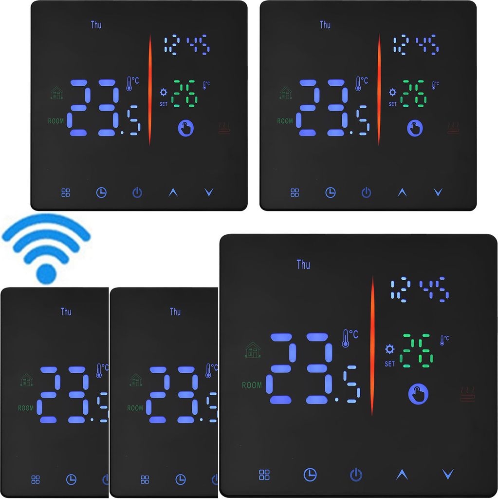 5x Digital WiFi Thermostat Raumthermostat fuer 16A Elektrische Heizung Fussbodenheizung, manueller/automatischer Modus, NTC-Induktion, LCD programm...