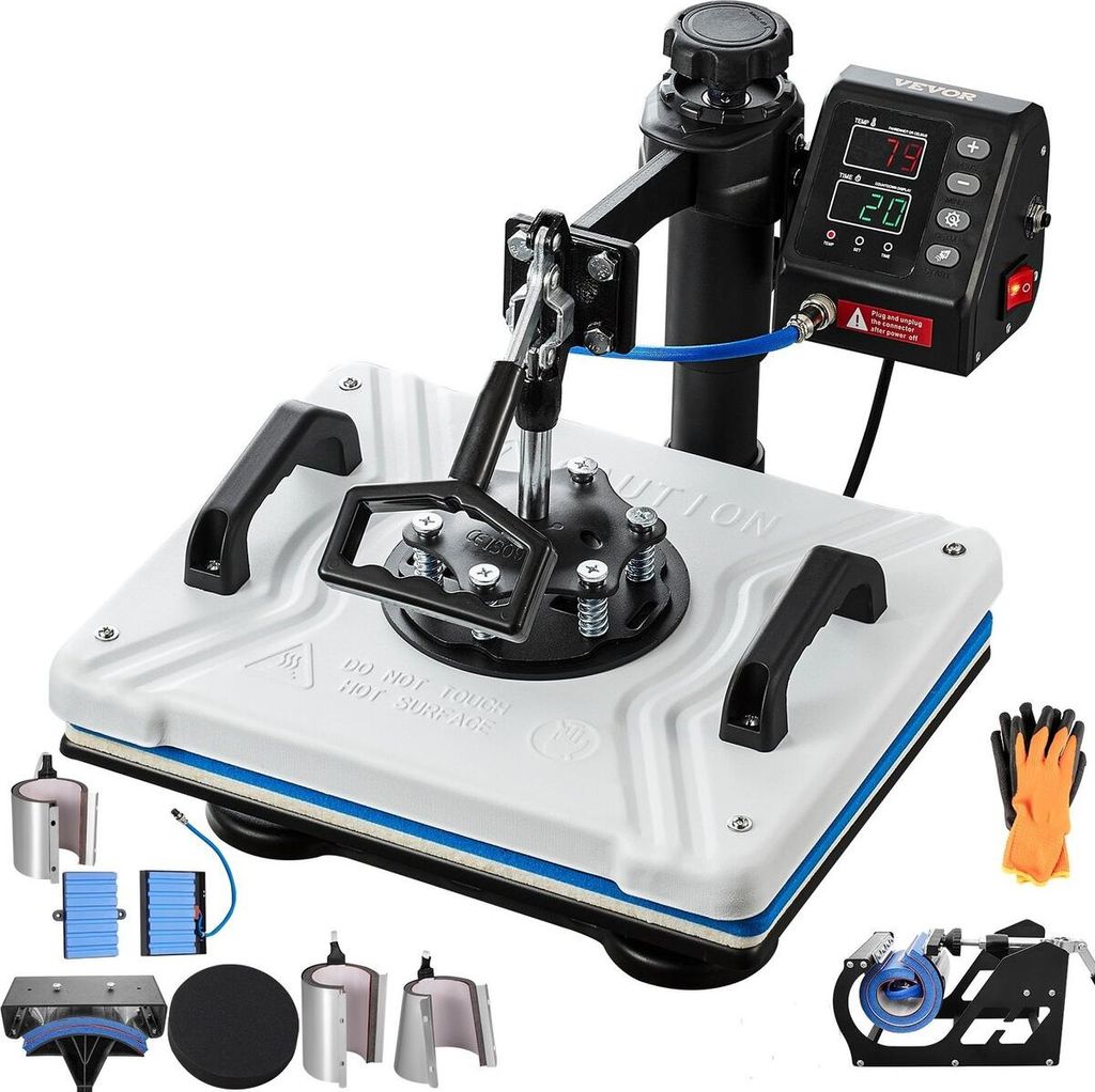 Heat Press 12X15 Inch 10 In 1 Heat Press 1000W Heat Press Machine with 360° Rotation Swing Away White Heat Press T-Shirt Sublimation Machine Dual-...