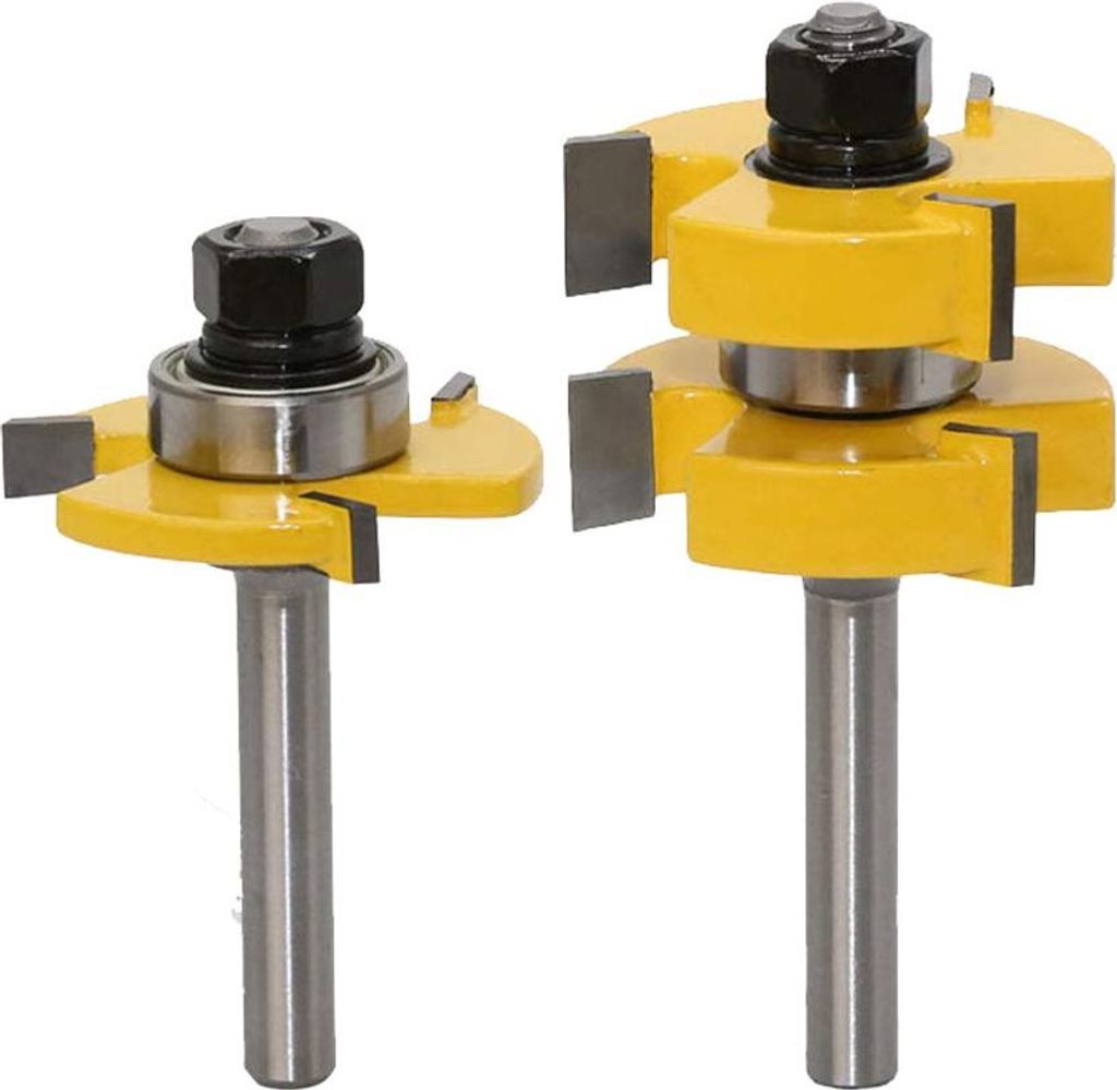 2-teiliges Nut- und Feder-Schlagmesser-Set, 8 Griffe, 3 Zähne, T-Form, 8 mm, Holzbearbeitungswerkzeug