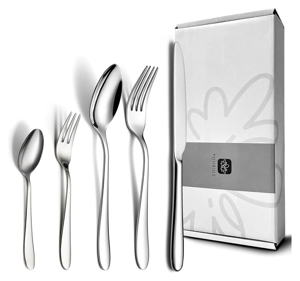 Besteckset für 6 Personen, 30-teiliges Edelstahlbesteck, elegantes Essbesteck mit Messer, Gabel und Löffel, Tafelbesteckset für Zuhause, Küche ...