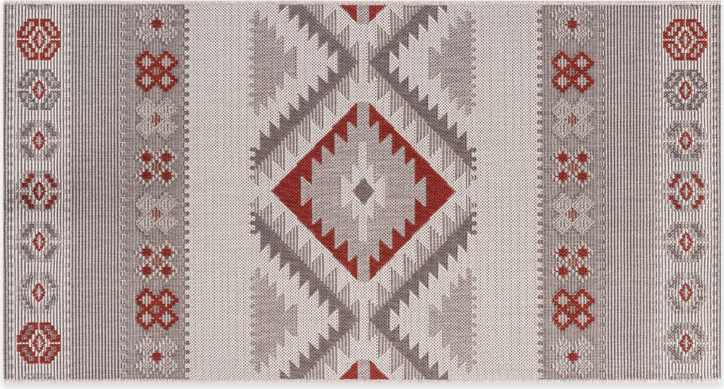 In- & Outdoor Teppich DAVE, Serie "Kombi" Beige/Rot, 80 x 150 cm