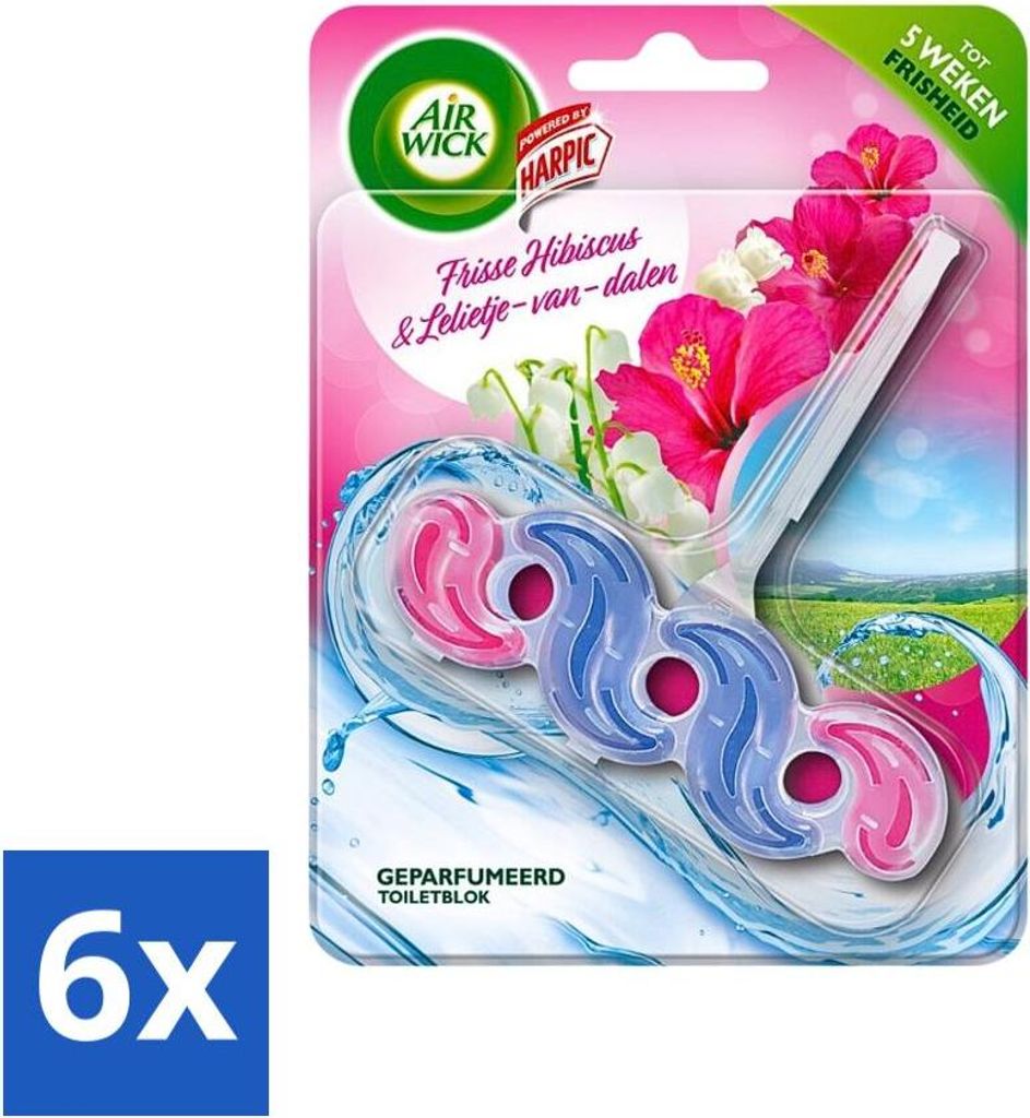 Air Wick Duft-Toilettenblock – Frischer Hibiskus und Maiglöckchen – 1 Stück - Vorteilspack - 6 Stücke