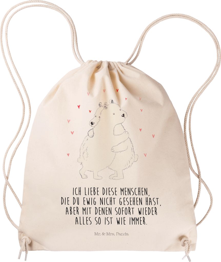 Mr. & Mrs. Panda gymnastiktasche Eisbär Umarmen - Transparent - Geschenk, Lustige Sprüche, Jutebeutel, sporttasche klein, Gymbag, Beutel, Sportbe...