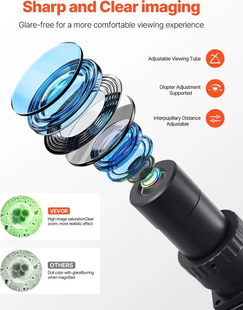 Microscope de Laboratoire Binoculaire 5000X à Double Jeu d'Oculaires