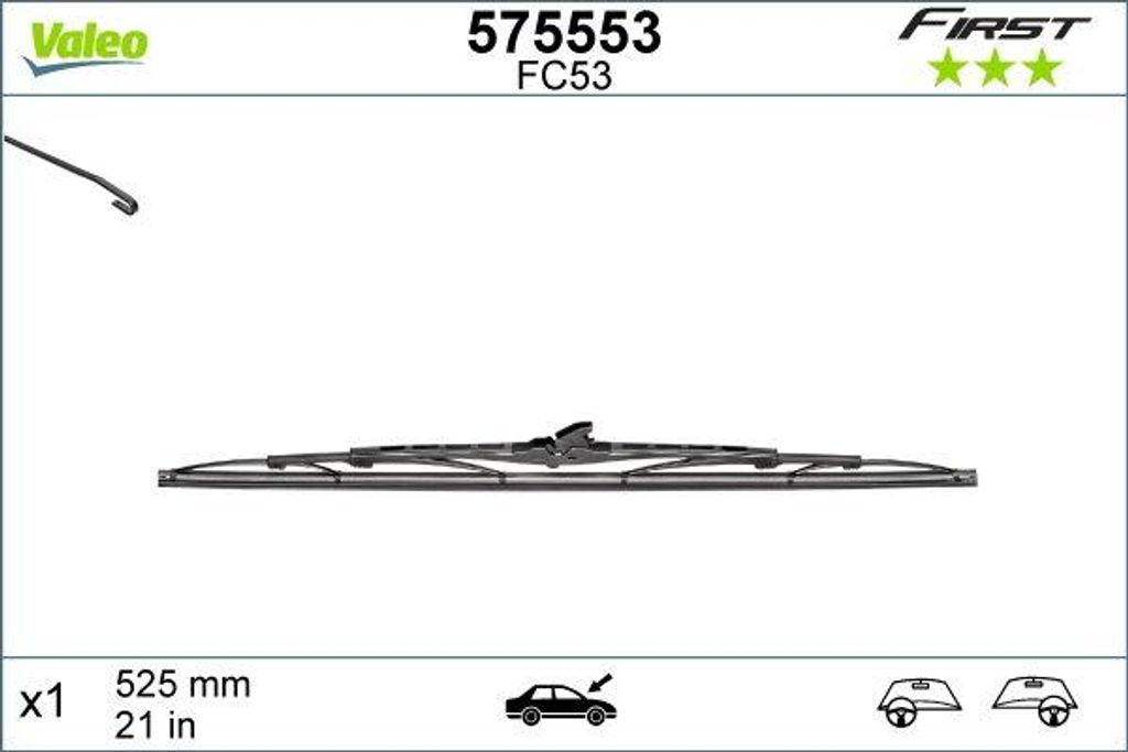 VALEO 575553 Scheibenwischerblatt OE 357955427 kompatibel mit Alf. 155, Alf. 164, Alf. 166, A3 8L, A4 8D, A4 8E, A6 4A, A6 4B, 3er E36, Z3er E36, N...