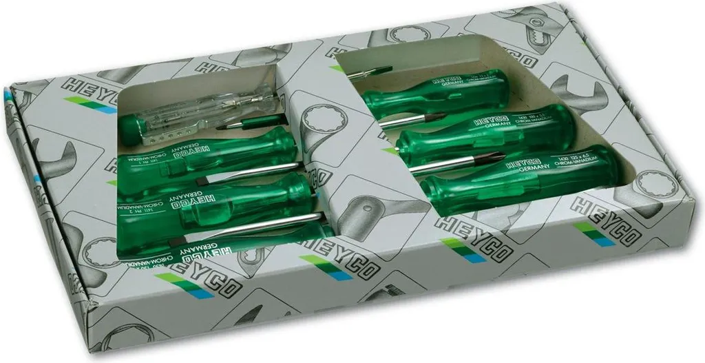 Set Cacciaviti HEYCO 7 Pezzi con Tester: Qualità Professionale Tedesca