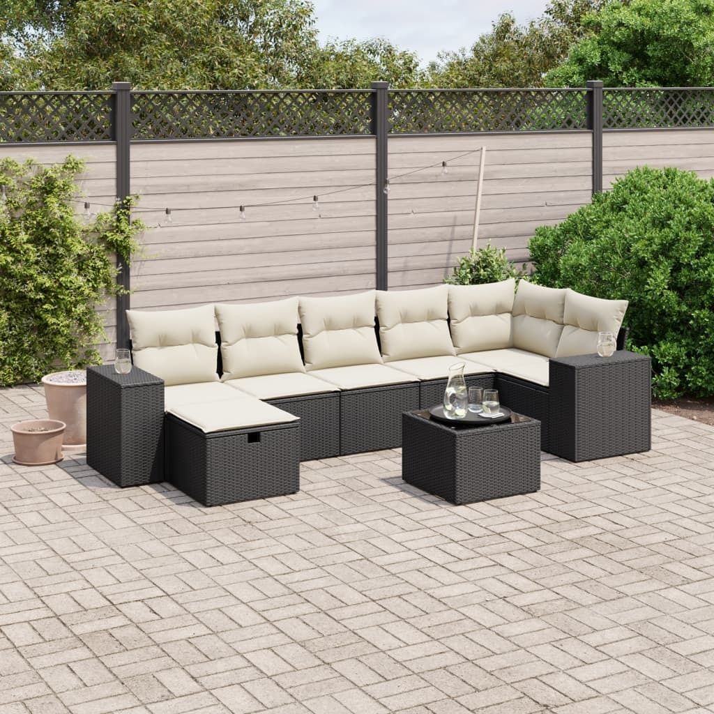 Maison Exclusive - 8-tlg. Garten-Sofagarnitur mit Kissen Schwarz Poly Rattan
