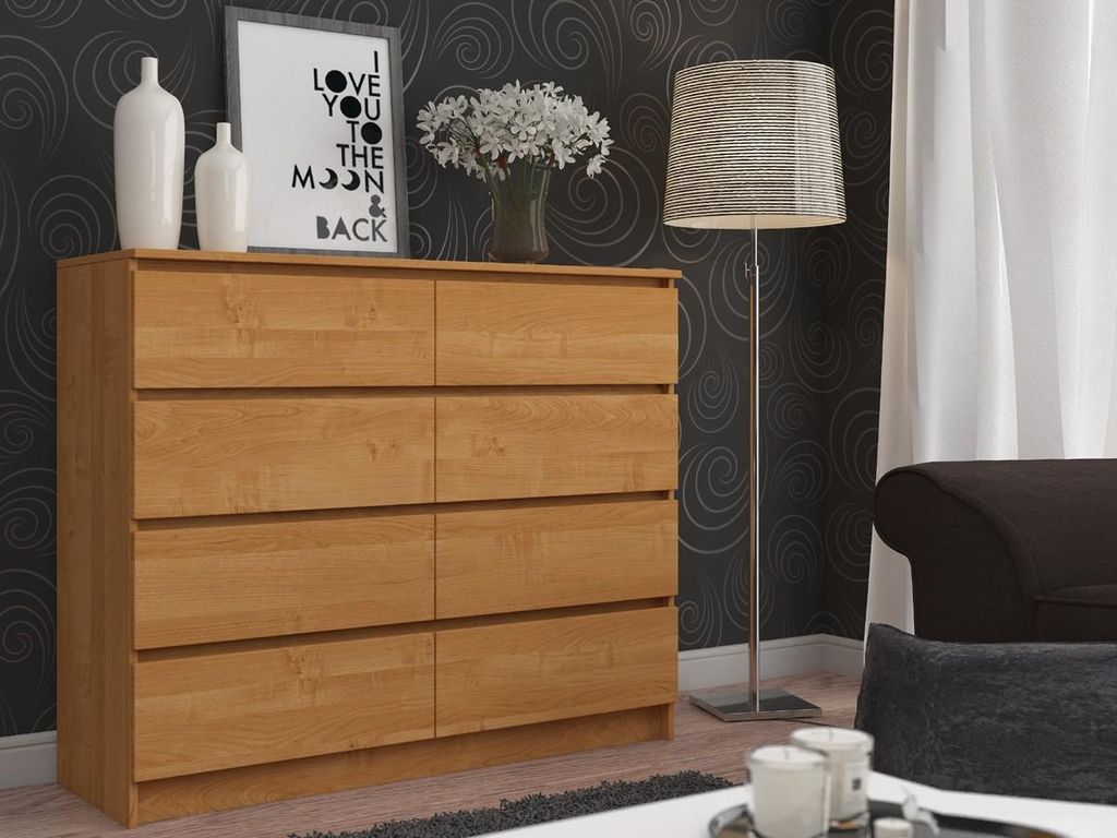 Kommode – Sideboard – Schubladenkommode – 120 cm – Braun – Geräumige Aufbewahrung mit 8 Schubladen