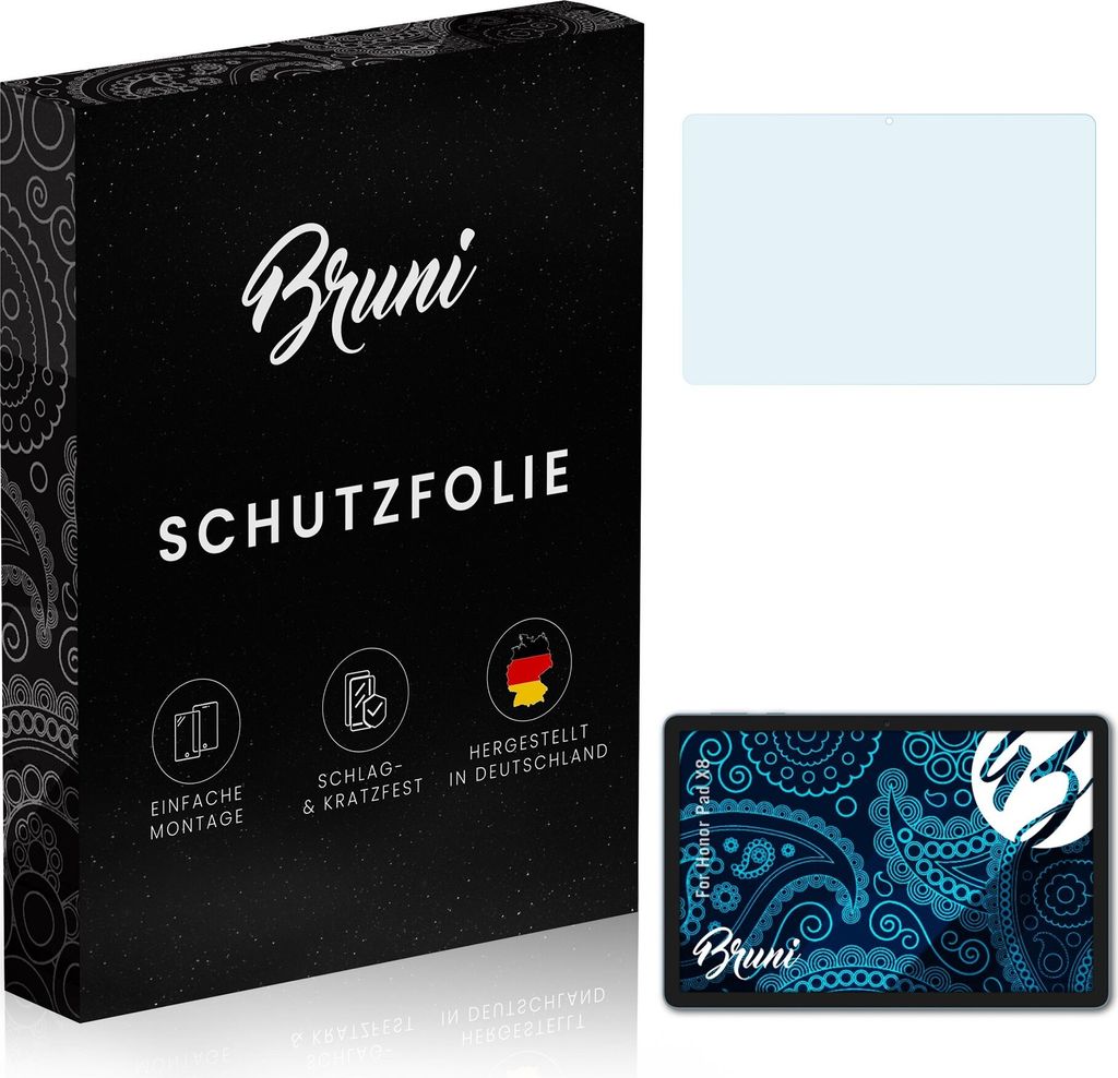 Bruni Basics-Clear 2x Schutzfolie kompatibel mit Honor Pad X8 Folie