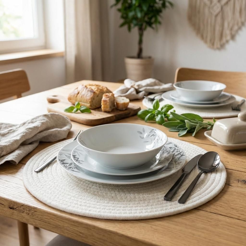 Prima Deco Natura Premium Porzellan‐Tafelservice 36‐teilig für 12 Personen – Teller‐Set rund (Speise-/Suppen-/Dessertteller), spülmaschin...