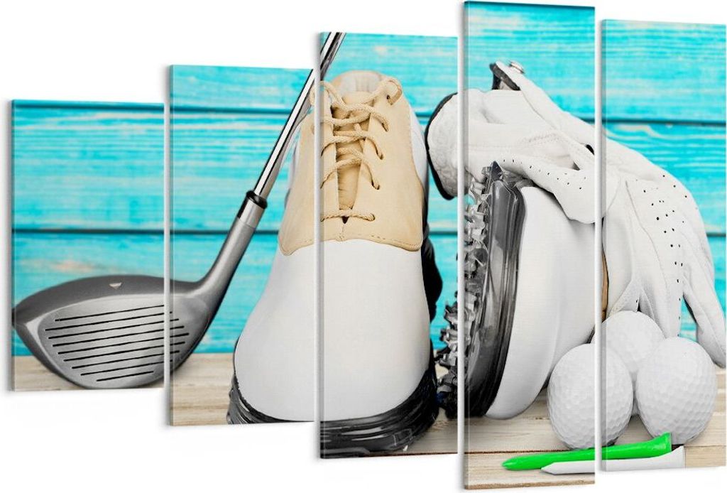 Bild auf Leinwand - Leinwandbild - Golf Ball Gras Sport - 150x100cm - Wand Bild - Wanddeko - Leinwanddruck - Bilder - Kunstdruck - Wanddekoration -...