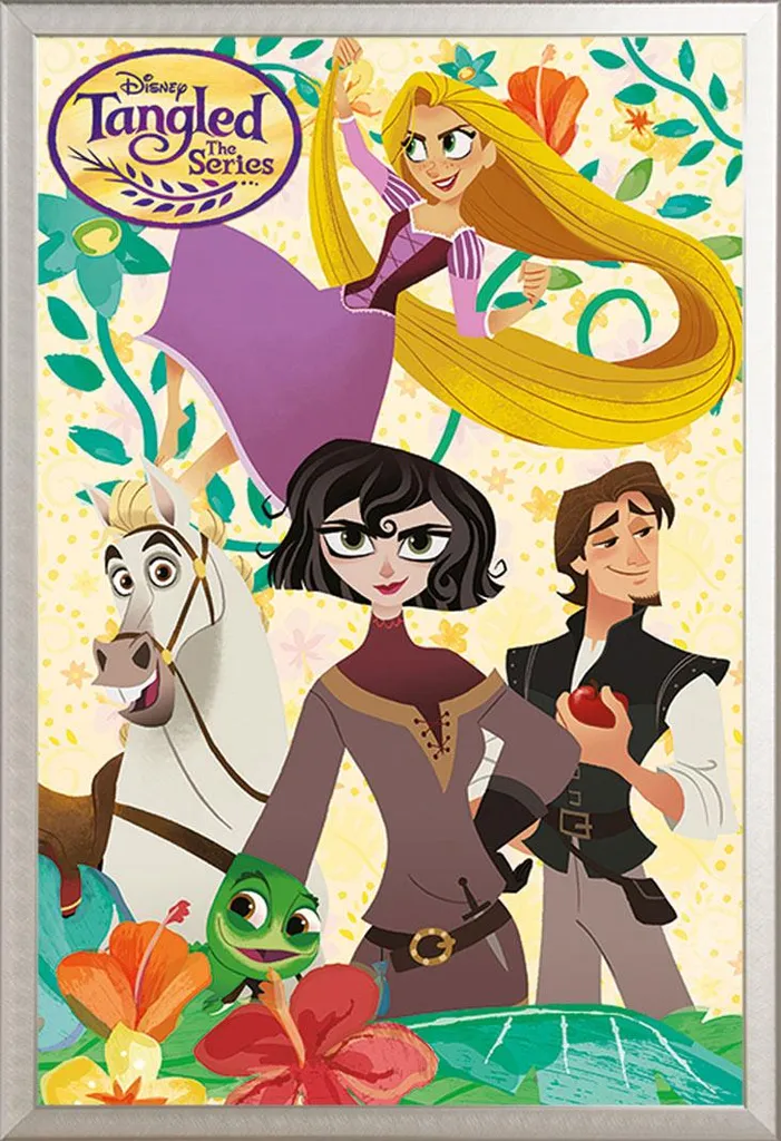 Rapunzel Poster Disney con Cornice Shinsuke Argento e Vetro Acrilico