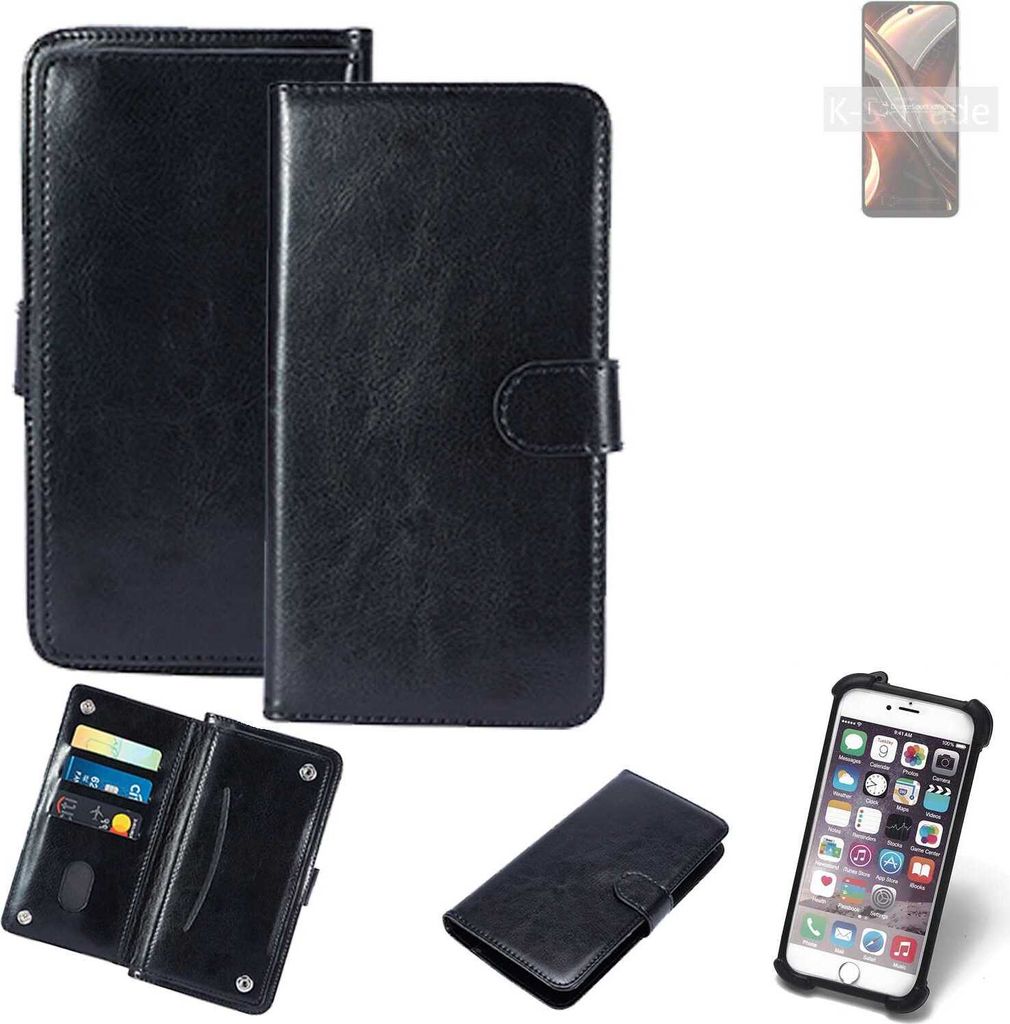 K-S-Trade 360° Hülle kompatibel mit UMIDIGI A13 Pro Max 5G schwarz Kunstleder Case BookCase WalletCase Kunstlederederhülle Handyhülle,