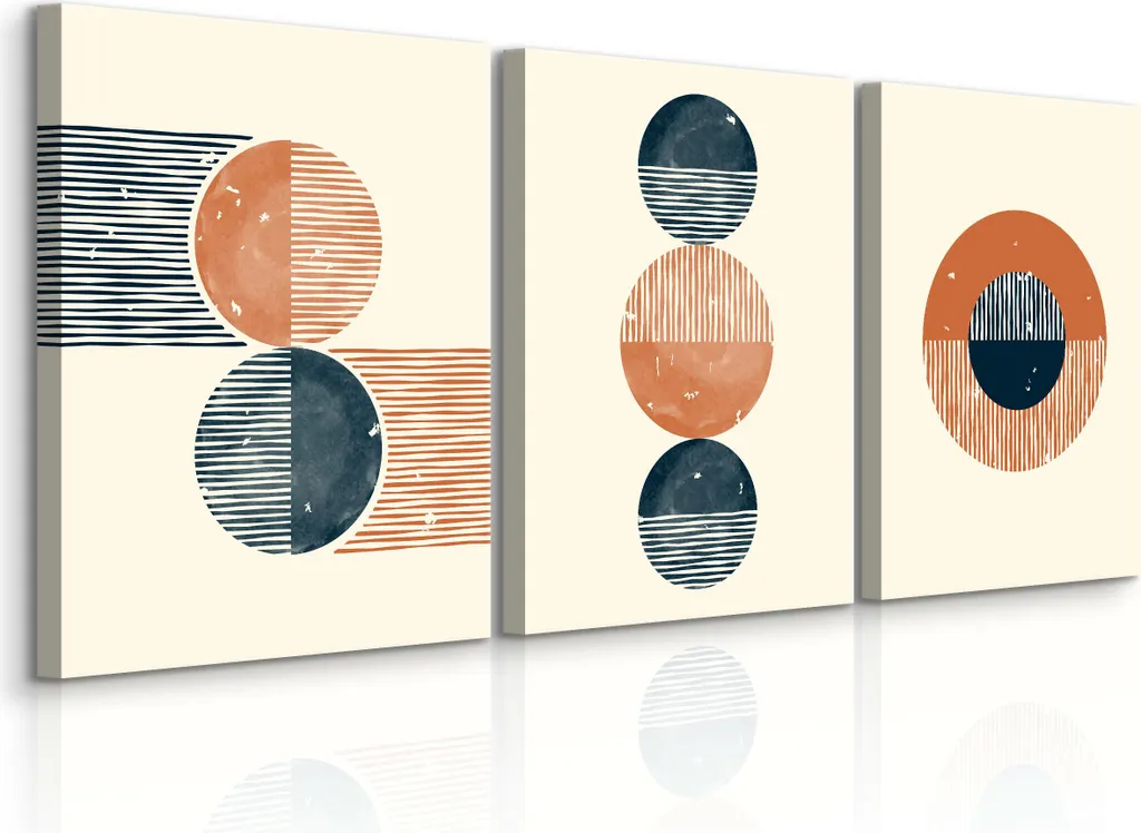 Tableaux Boho Abstrait 30x40cm Set de 3 Toiles Géométriques Minimaliste