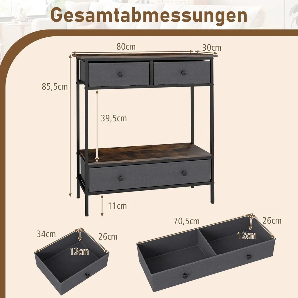 Table d'appoint stable avec tiroirs pour organiser un petit espace