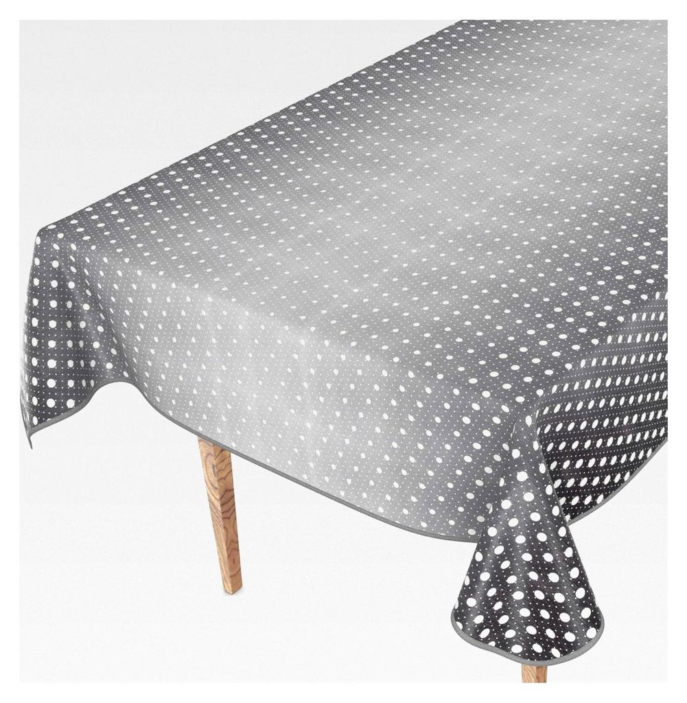 Wachstuchtischdecke abwaschbar für Gartentische eckig, rund, oval 160 x 140 cm mit Saum in Schwarz und Weiß