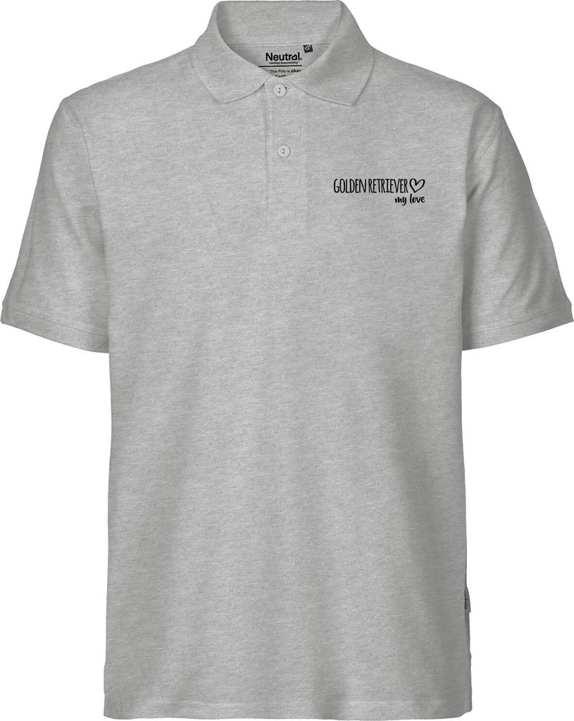 Huuraa Herren Polo Shirt Golden Retriever my love 3XL Sport Grey Bio Baumwolle Fairtrade Poloshirt Geschenkidee