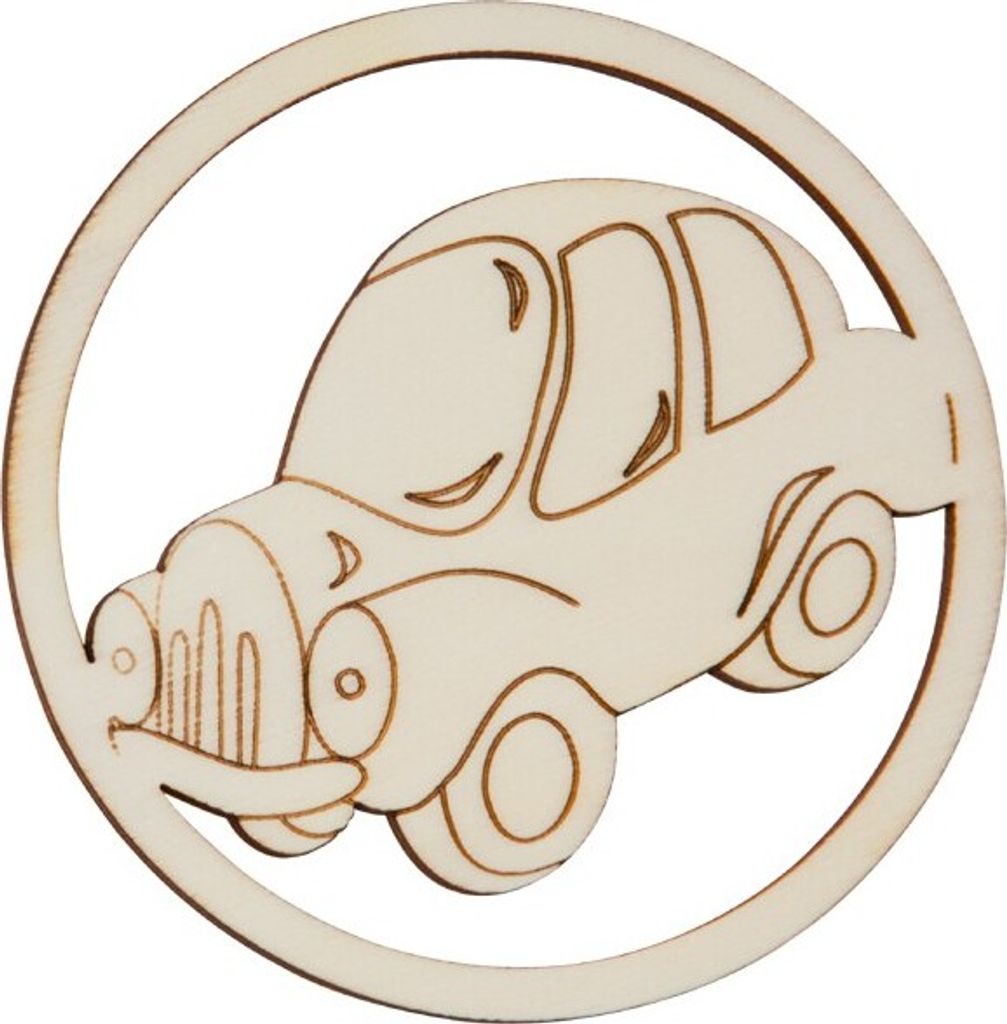 Fensterbild: Auto, rund gerahmt