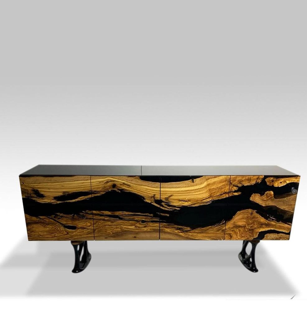 TV Ständer Sideboard RTV Lowboard Wohnzimmer Epoxidharz Holz Braun
