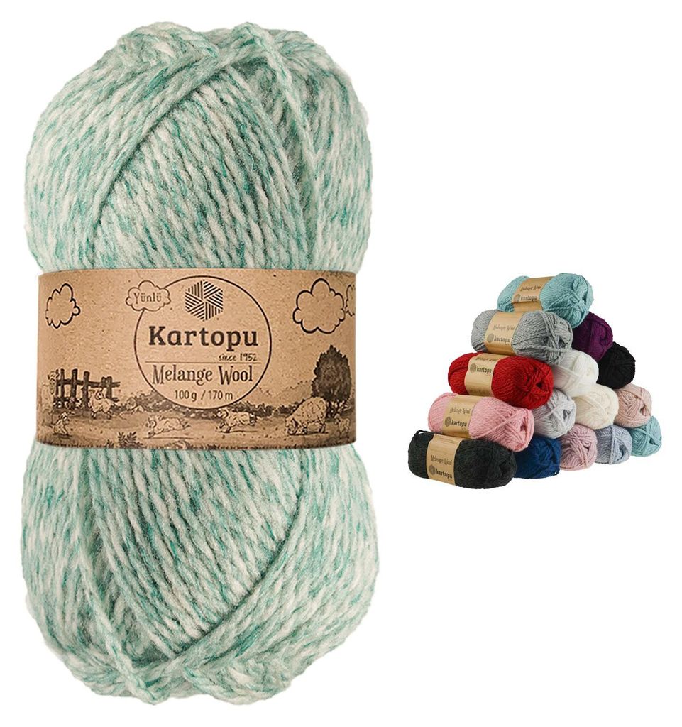 100g Strickgarn Melange Wool Strick-Wolle Garn Häkelgarn Wolle Farbwahl