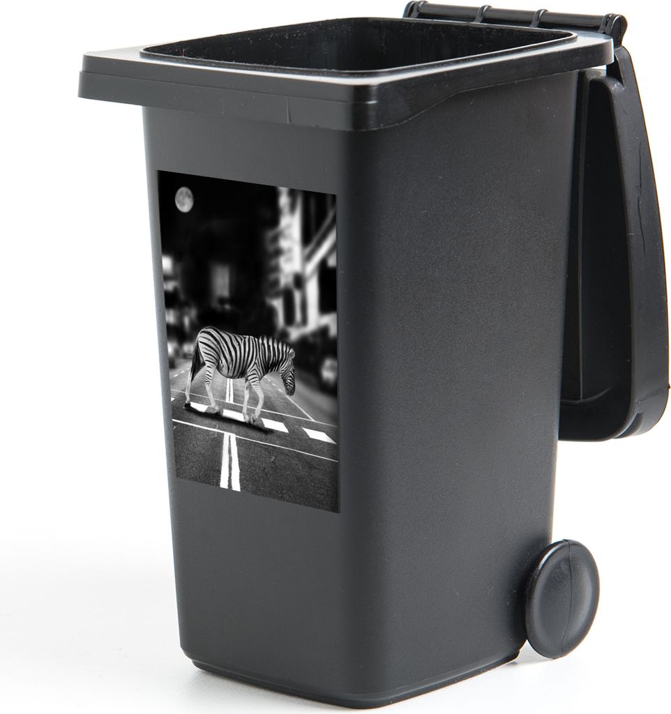 MuchoWow Mülltonnenaufkleber Zebrastreifen 40x60 cm - Mültonnen-sticker - Sticker - Aufkleber für die Mülltonne