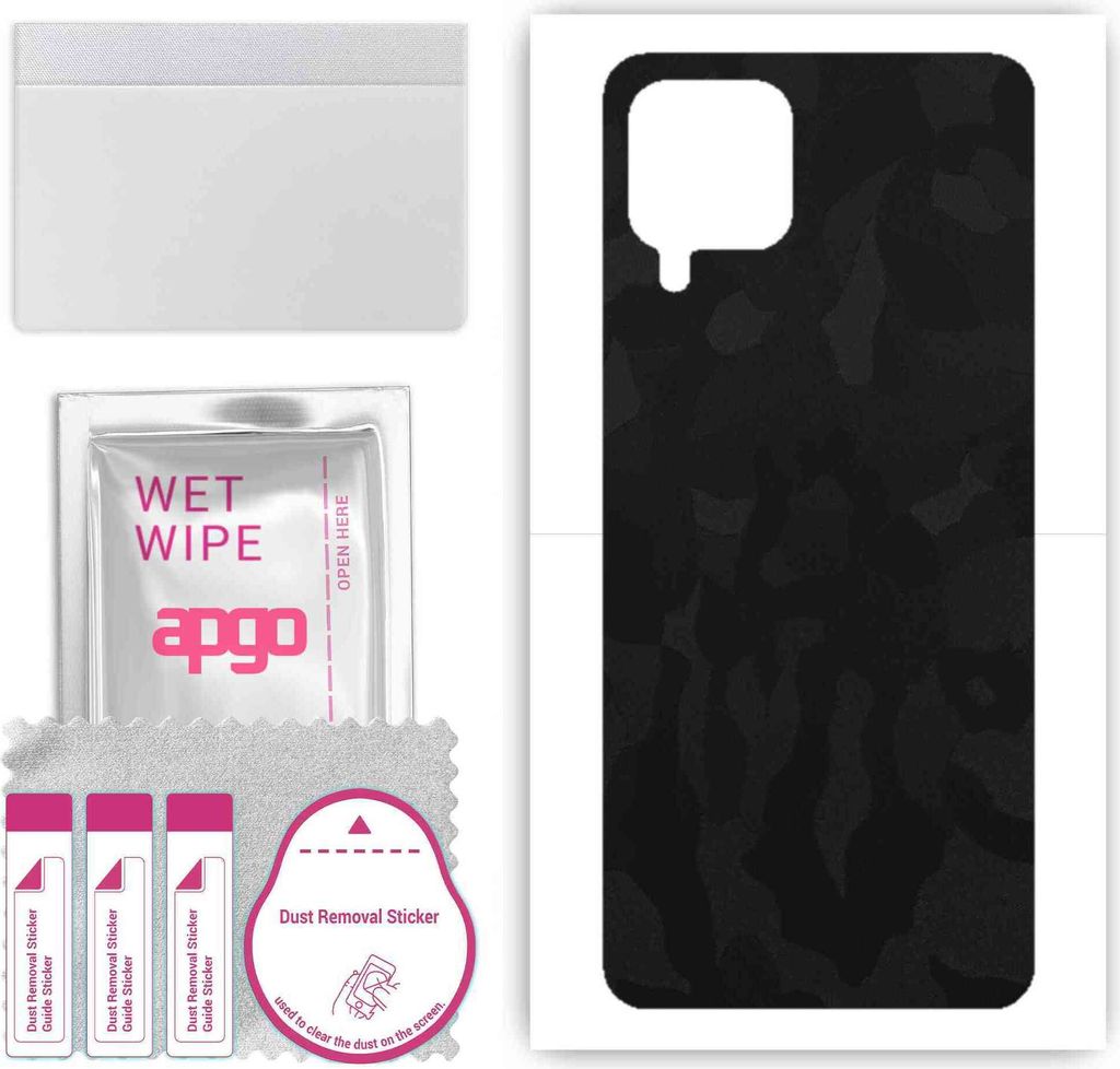 apgo Rückseite Schutzfolie, Skin, kompatibel mit Samsung Galaxy A22, Hinten Displayschutzfolie aus Vinylfolie, kratzfest, einfache Montage - Schwa...