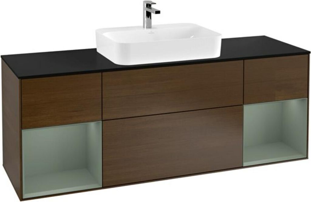V&B Waschtischunterschrank Wandbeleuchtung Finion 160cm, Pl bla m, Reg Oli. m Lac, wal ven