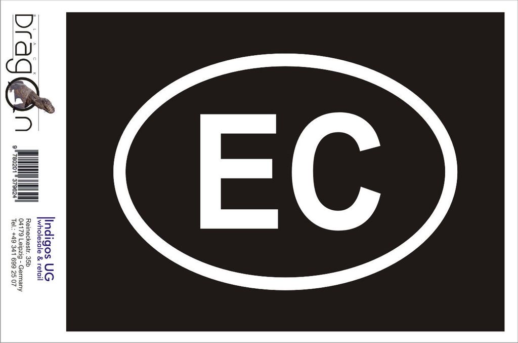 Aufkleber / Autoaufkleber - JDM / Die cut / Auto / OEM - Ecuador EC - 160x110mm gelb - Heckscheibe / Heckscheibenaufkleber