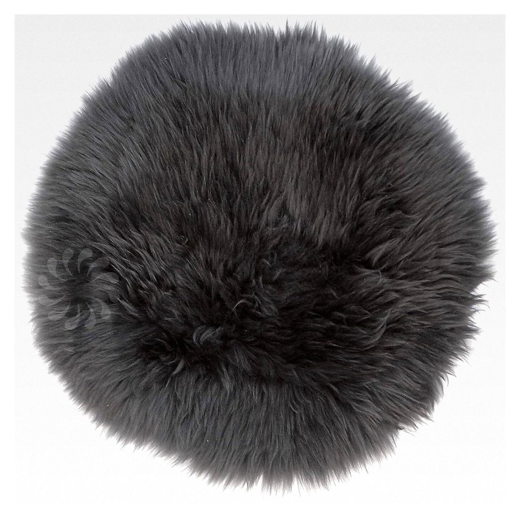 Fell-Sitzauflage rund/eckig flauschig für den Innenbereich (rund Ø34cm, anthrazit)