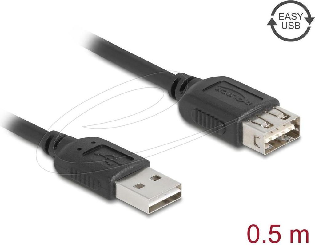 DELOCK USB 2.0 Verlängerungskabel EASY USB Typ-A St 0,5m