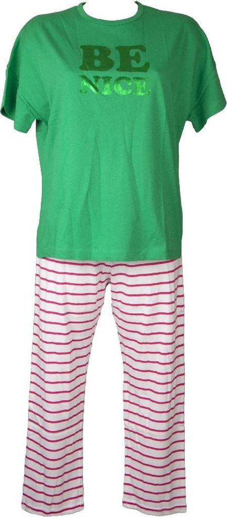 Damen Pyjama RAGNO Baumwolle Kurzarm lange Hose Rundhals Artikel D238N8 PGL MC, Taglia 42, Cotone 100%